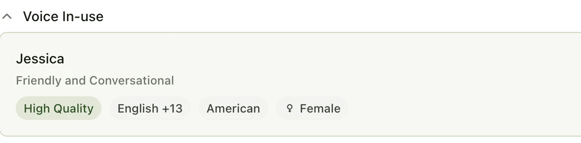 The assistant's voice settings: a friendly, conversational voice